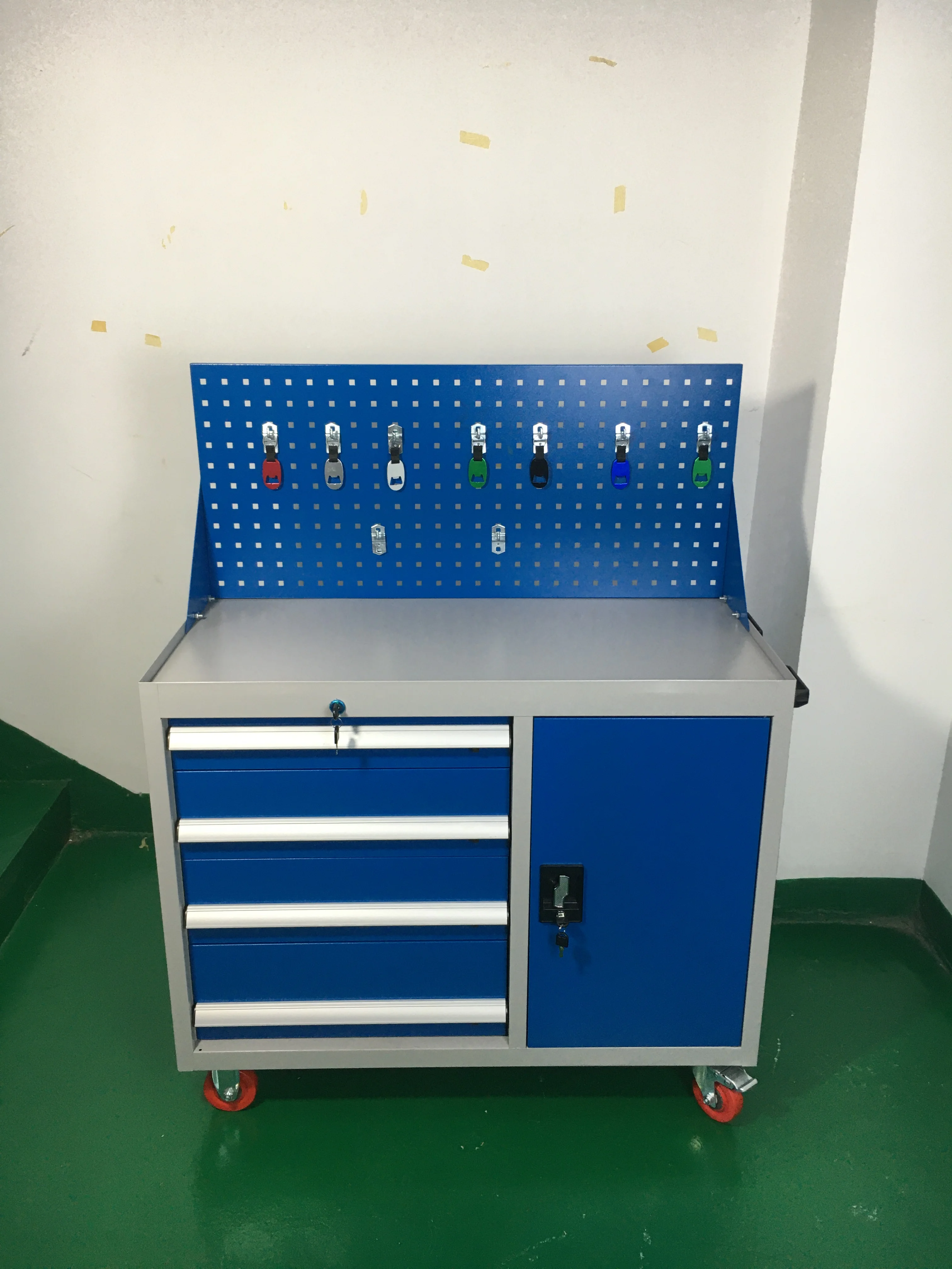 Industrial Mobile Storage Cart Steel Tool Cabinet with Wheels for Workshops Auto Repair Powder Coating Finish OEM Supported