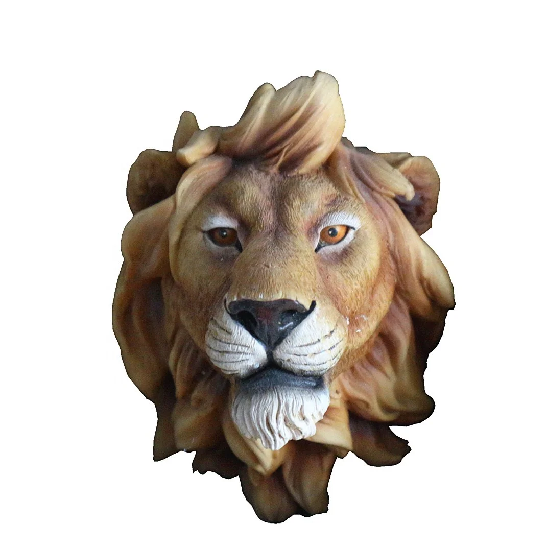 European Style Resin Lion Head Statue Wall Art Animal Head Sculpture Home Wall Decor