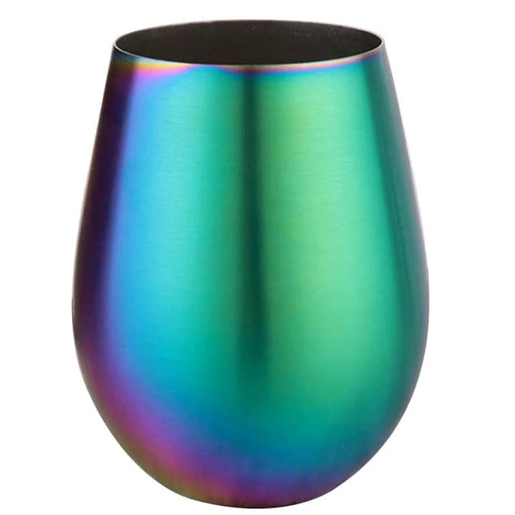 electroplated rainbow glass red wine cup egg shaped color modern merucry tasting stemless wine glasses