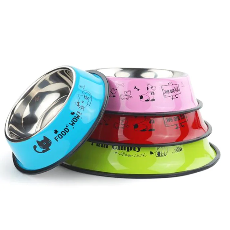 Cats and gods use stainless steel spun metal bowl with various designs colors strong