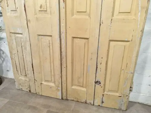 Vintage French Wooden Pine Bi folding Window Door Shutters Screen Room Divider