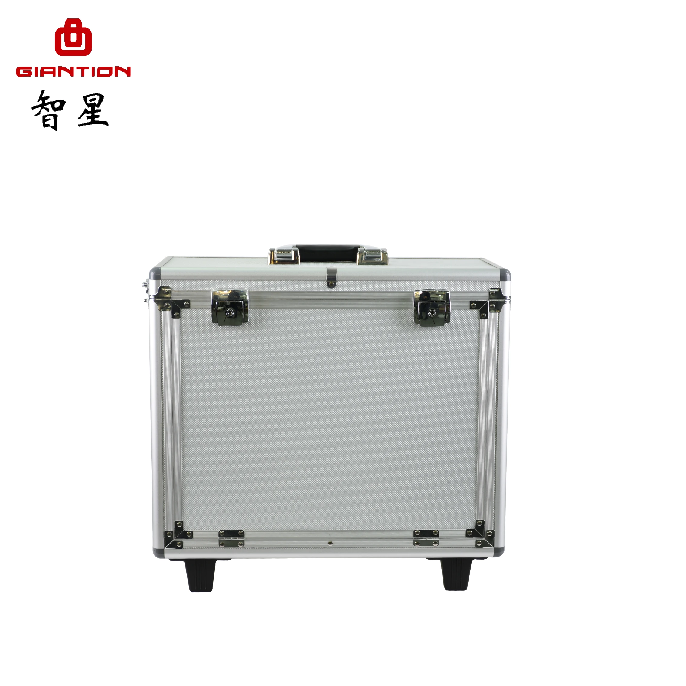 Silver aluminum travel trolley case maleta de case hardshell suitcase with two wheels