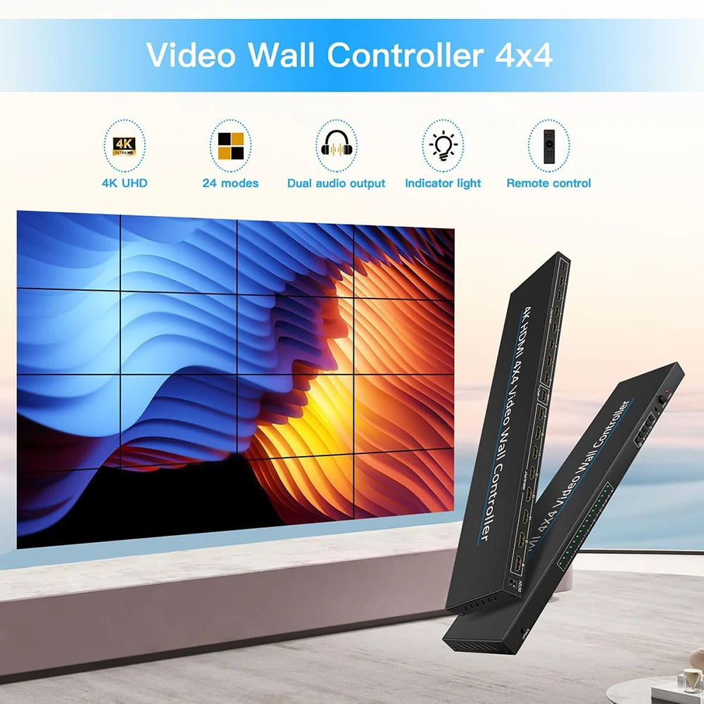 HDMI Video Wall Controller 1920*1080P Image Splicing Controller 1.3 Input 4 HDMI Output Large Dynamic Image Screen