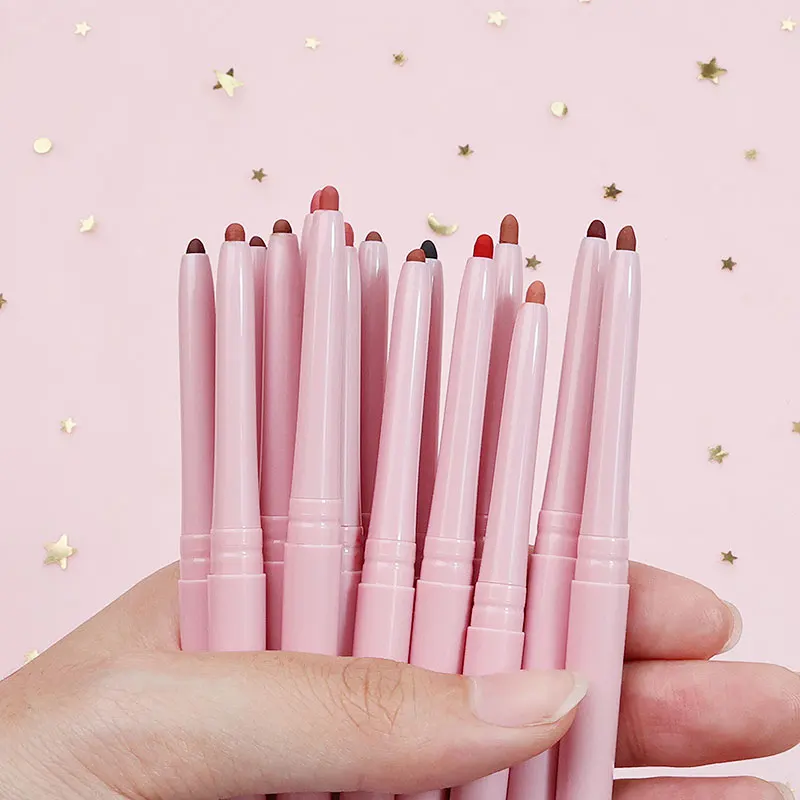 Factory Makeup Custom Logo Cosmetic Long Lasting Smooth Highly Pigmented Vegan Cream Pink Lip Liner