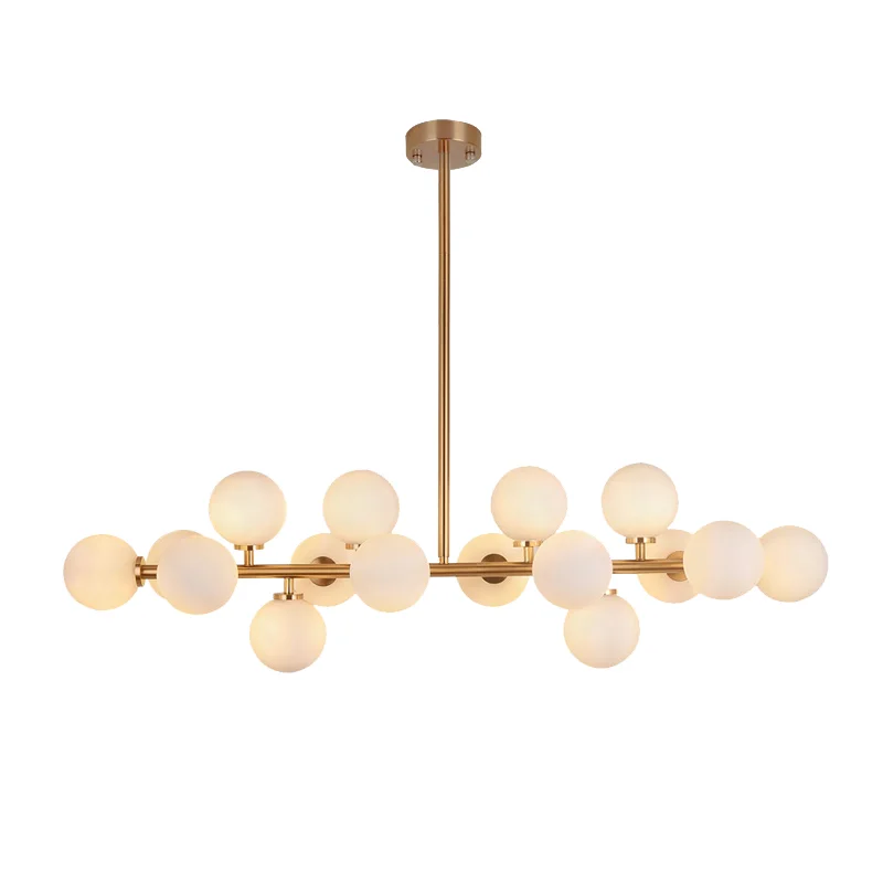 JYLIGHTING Nordic modern hotel lighting brass copper chandelier lamp white glass ball led pendant light for  bed room kitchen