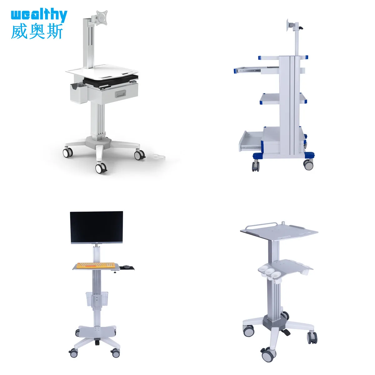 Medical computer cart with drawers  ultrasound trolley Endoscope cart Telemedicine consultation cart