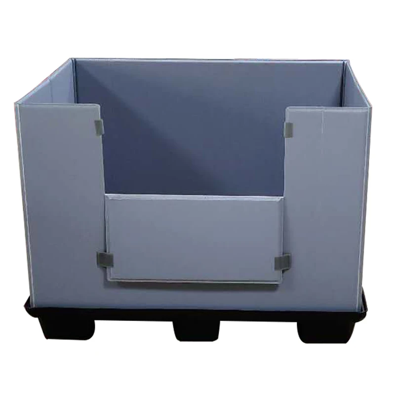 Plastic Stackable 100% Recycled Plastic Storage Box Crate Package  Corrugated  Pallet Bin  With Lid