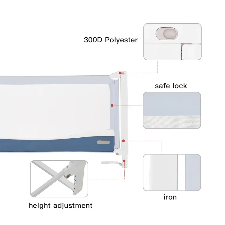 Chocchick Safety Bed Rail Guard Lifting Open Quick Install Co-Sleeping Bedside Fence Protection Baby Bed Rail