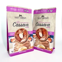 Eight sided sealing packaging plastic bags for food flat bottom child proof flour pouches