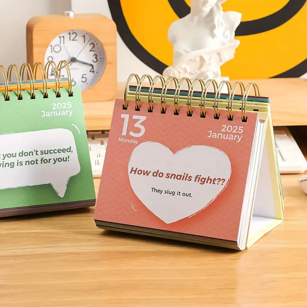 Factory Printing Wholesale Spiral Binding Paper Desktop Flip Calendar Monthly 365 Daily Office Table Calendar