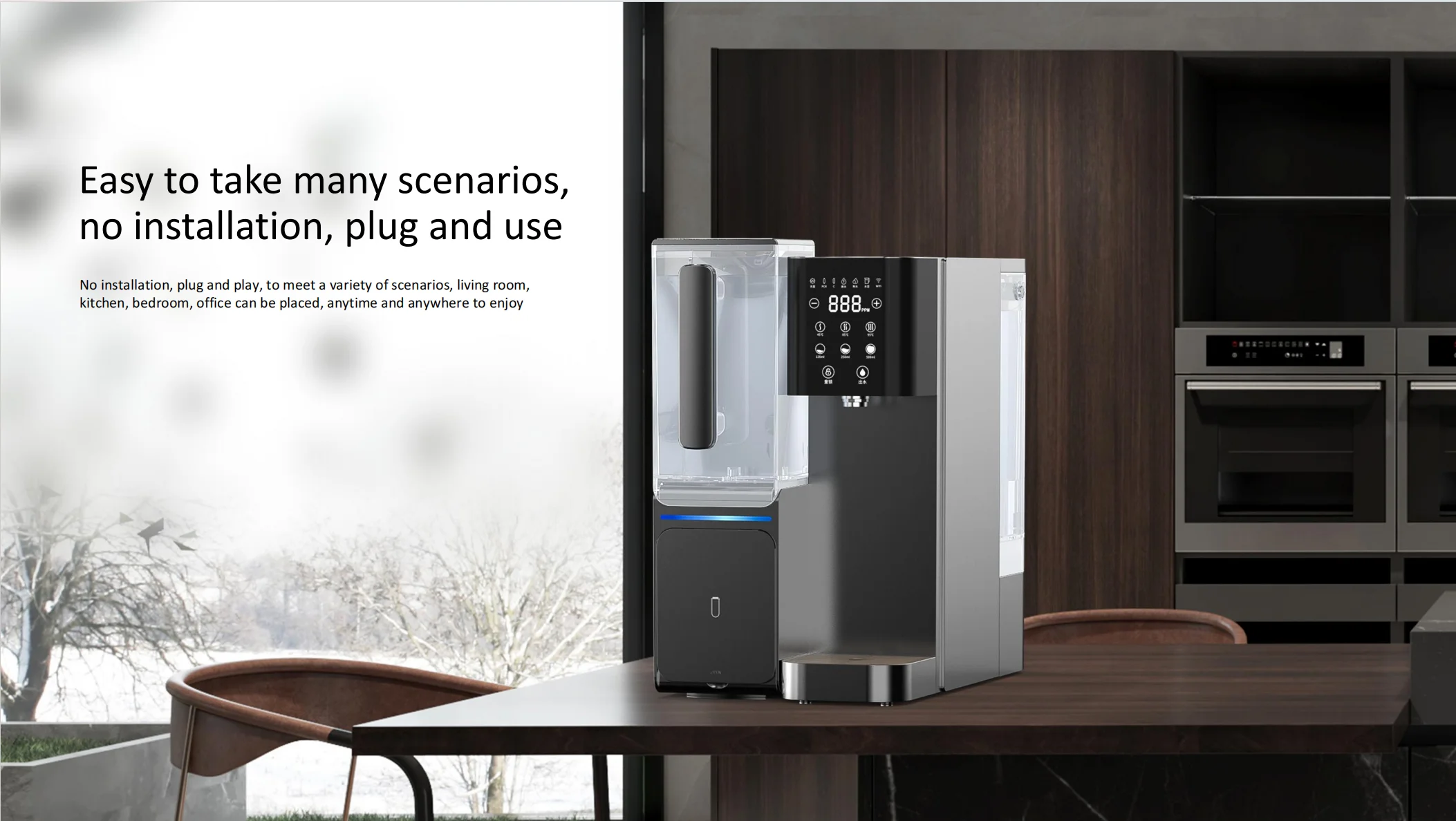 2024 New countertop water purifier hot cold water purifier with RO filter water dispenser