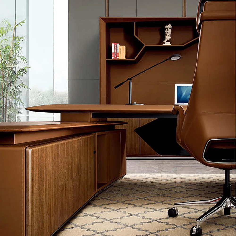 Luxury Leather Wooden Modern Boss Ceo Office Executive Desk