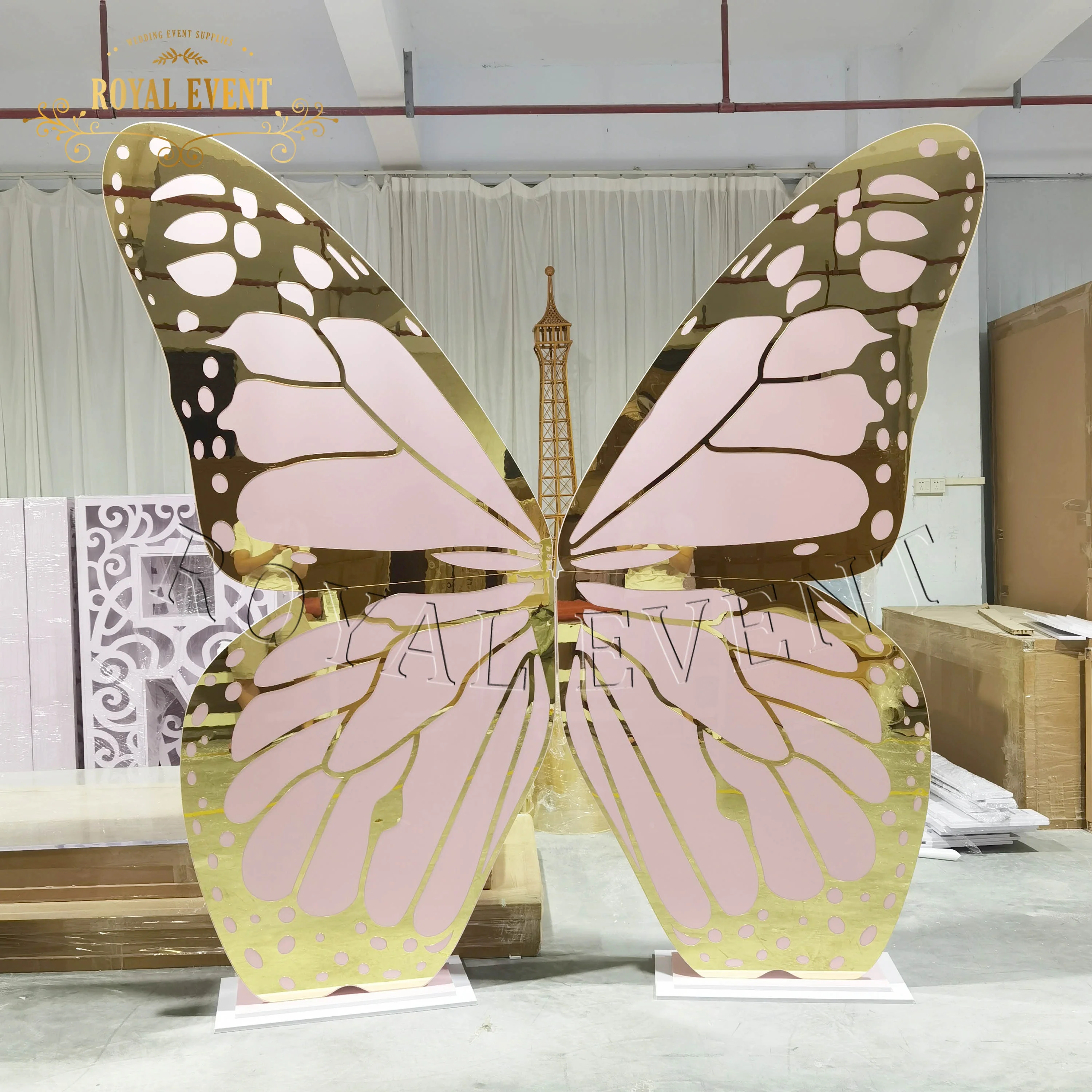 Hot Sell PVC Acrylic Events and Party Supplies Butterfly Shape Wedding Backdrop Decoration for Party and Birthday