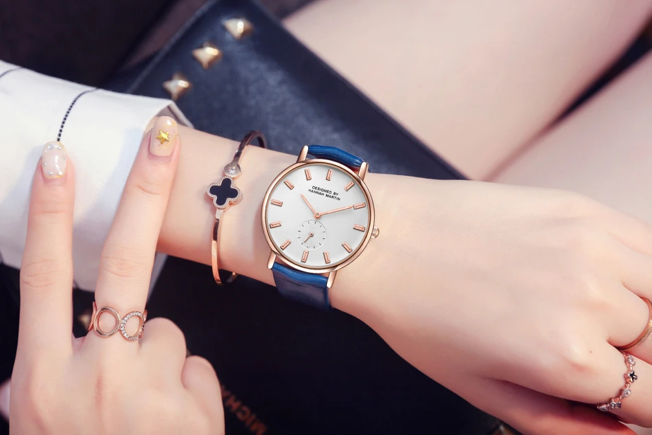 New women Luxury Brand quartz xfcs dw clock Ladies rose gold brown watches with Small second dial wrok