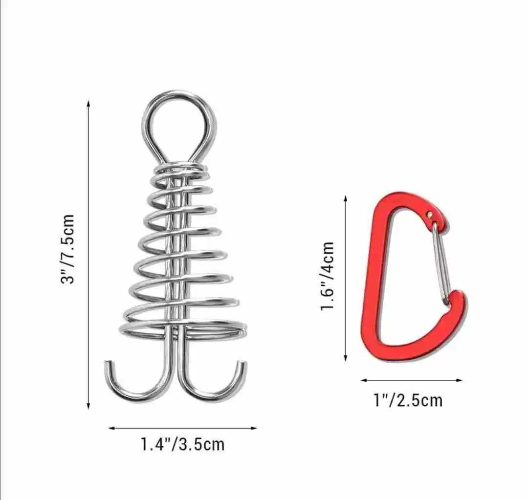 hot sale multifunctional Outdoor Camping tent nail Buckle Adjustable Stainless Steel Octopus Rope Buckle Deck Peg With Carabiner