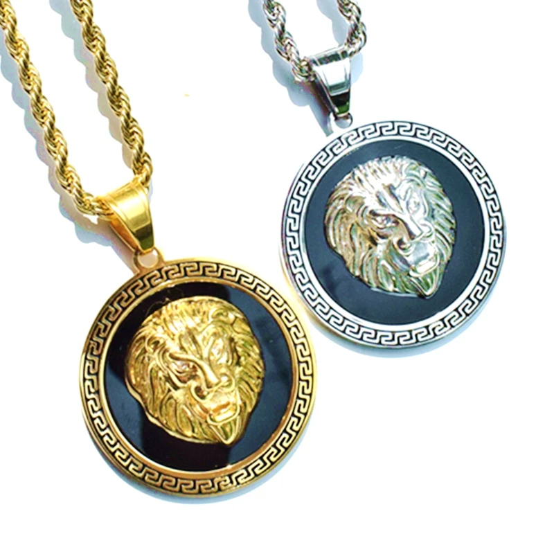 MECYLIFE Acero Inoxidable Joyeria 3D Men Hiphop Jewelry Necklace Zircon Eye Fashion Lion Head Pendant Necklace