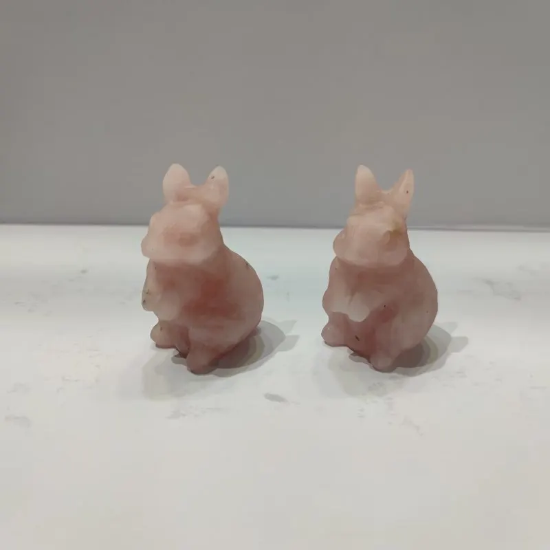 Wholesale Natural Quartz Folk Crafts Rabbit Crystal Carvings Animales  For Home Decoration