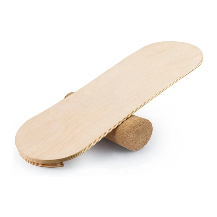 Wholesale Custom Stability Trainer Fitness Yoga Wobble Wooden Balance Board With Roller