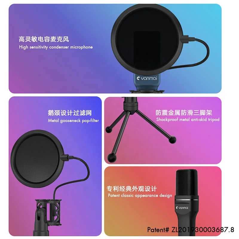 Cheap new hot SF-777 USB microphone set for singing podcasting