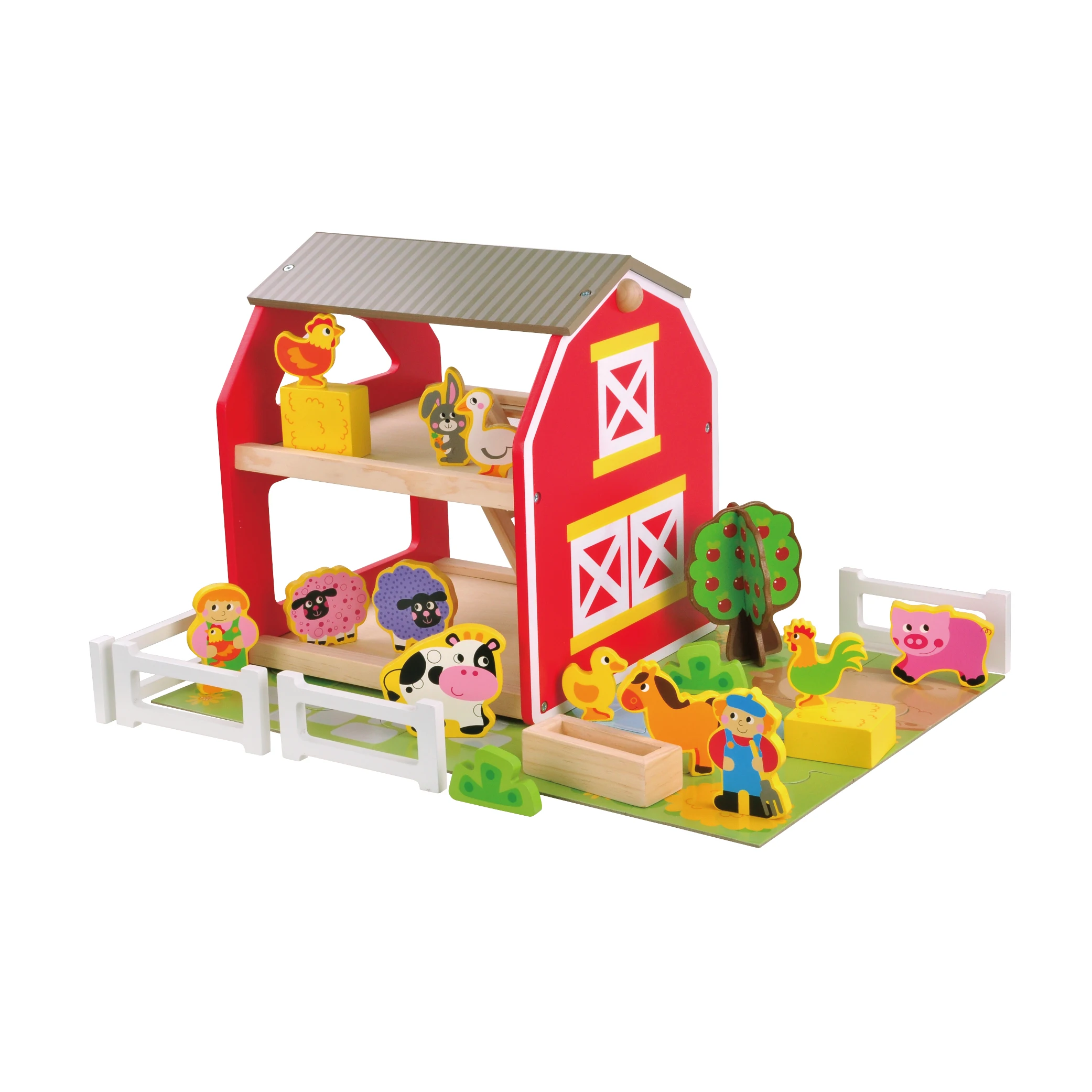 Children Education Wood Animals Farm House Custom Kids Wooden Toys 2024 Farm House Toys