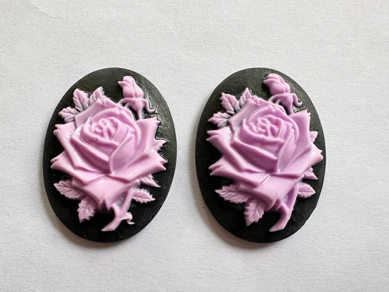 30mmx40mm 21 Colors Flatback Resin Flower Rose Cabochon Charm Finding,Fit Base Setting Tray Bezel,DIY Accessory Jewellery Making