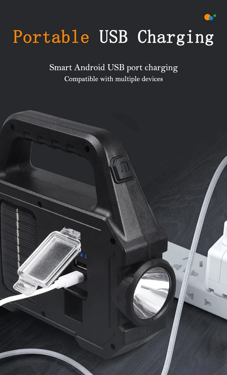 Solar Rechargeable LED Flashlight COB Zoomable Waterproof Tactical Torch Lamp Bulbs Can Charge Mobile Phone Camping Flashlight