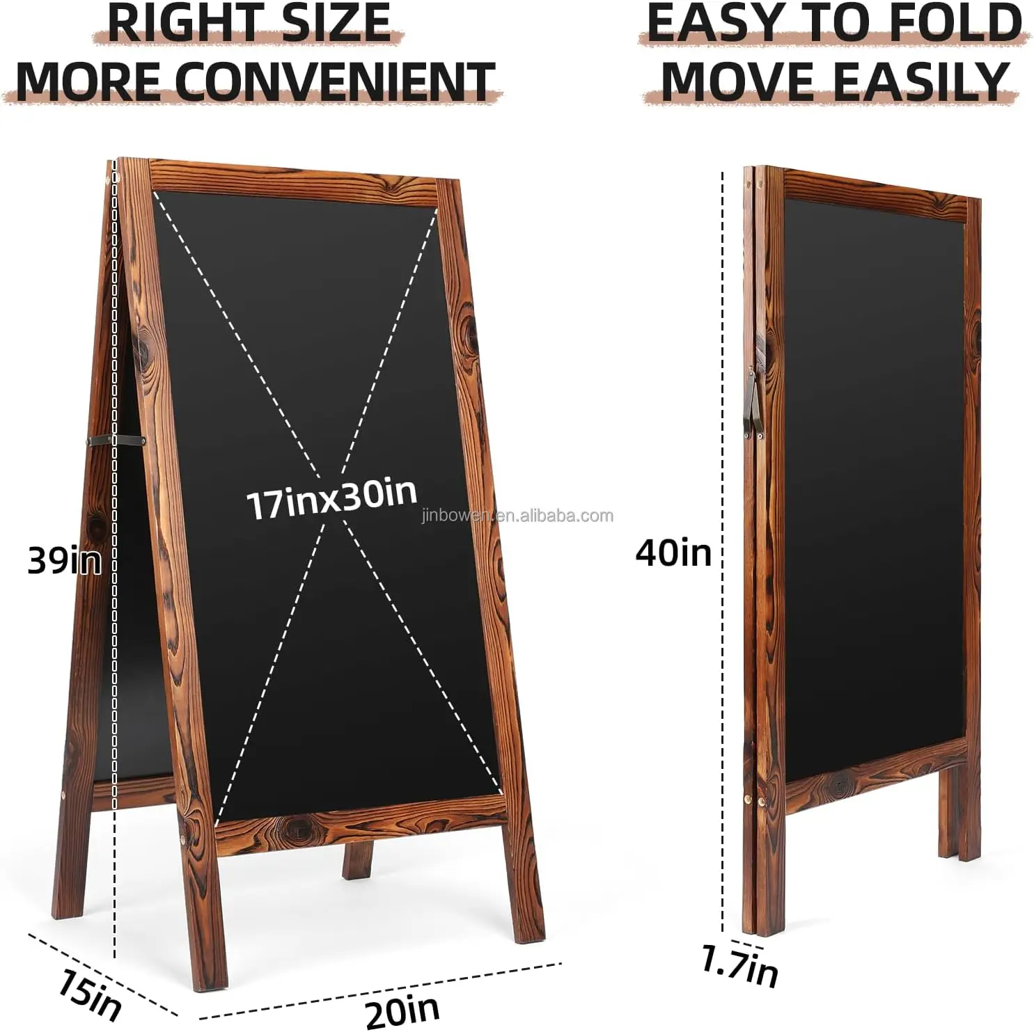 KBW Outdoor A Frame 40x20 Magnetic Standing Wood Framed Blackboard Sidewalk Menu Chalkboard for kitchen bar home restaurant