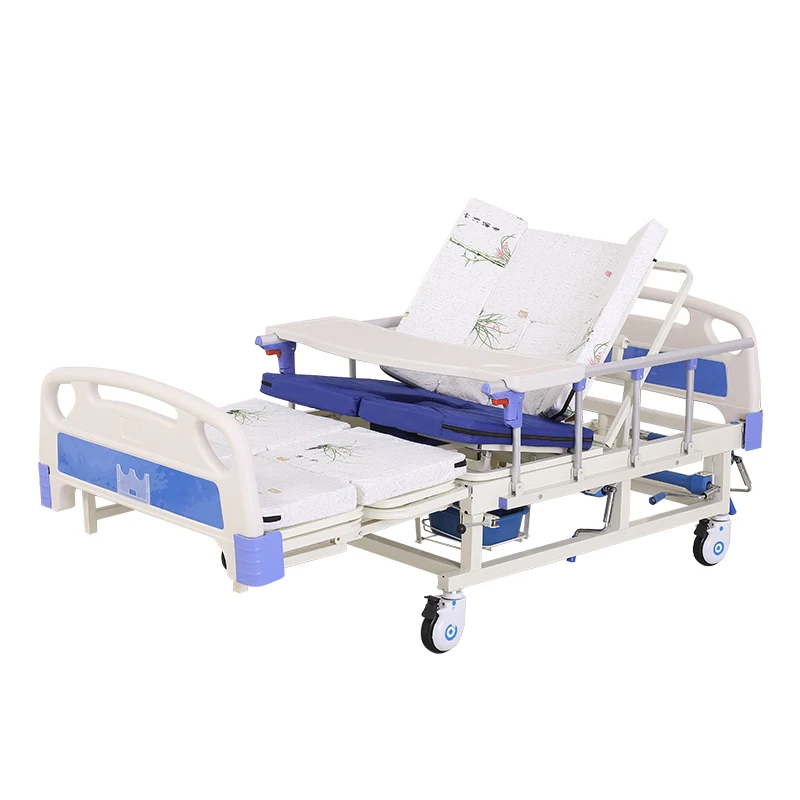 Manufacture Price ABS Luxury Manual Hospital Nursing Bed 5 Functions Full Bend Home Care Bed