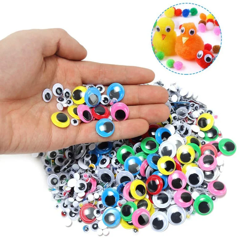 Custom Child DIY Use Safety Wobbly Moving Plastic Googly Eyes Assorted Adhesive Bright Wiggle Eyes For Party Fun Doll