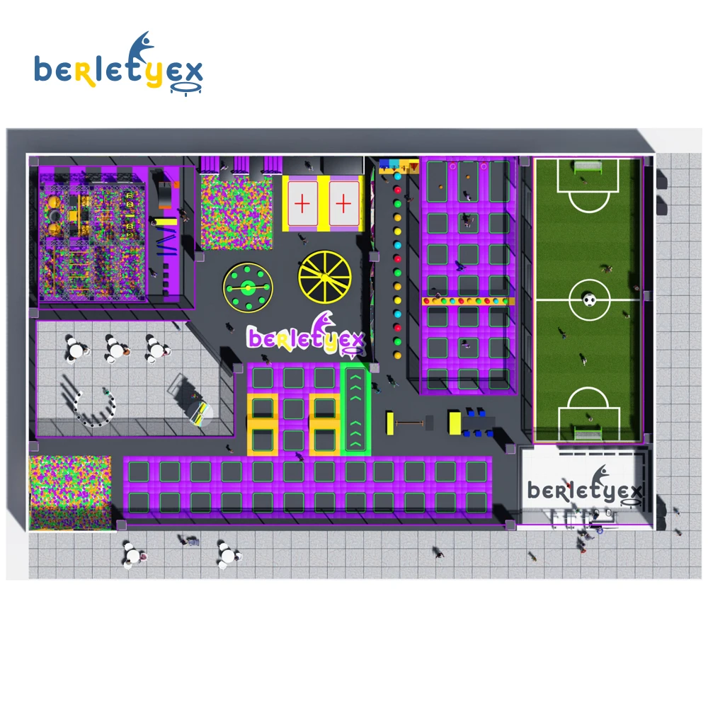 Berletyex indoor playground commercial ninja warrior bounce house floating obstacle course equipment  for kid game
