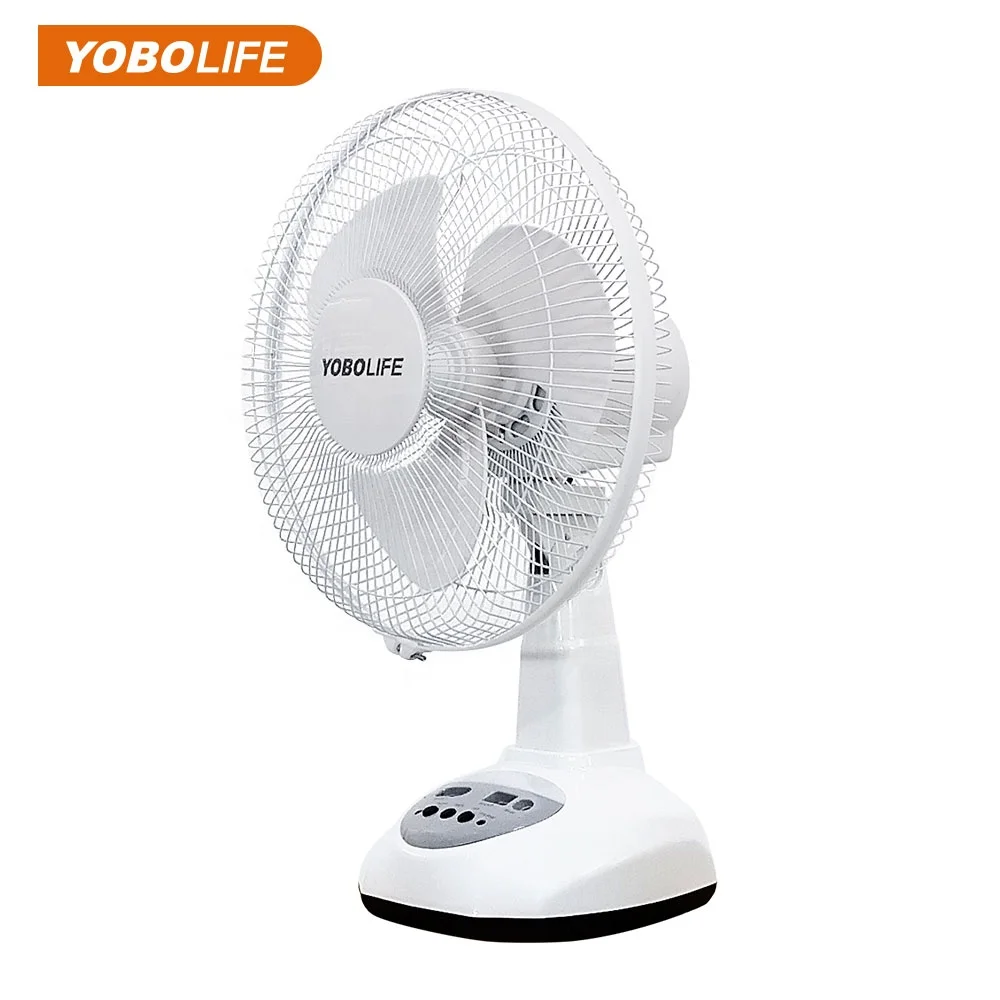 Hot Selling 12 Inch Solar Rechargeable Emergency Oscillating DC AC Table Electric Fan