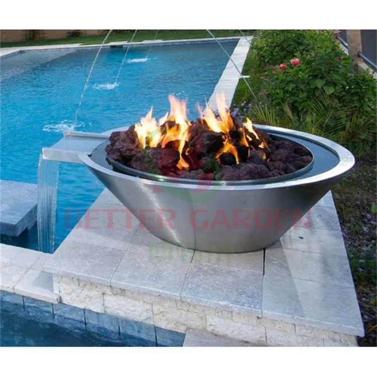 Gas water fire pit Modern design color powder painted Gas fire pit with water for Garden decoration Stainless steel burner
