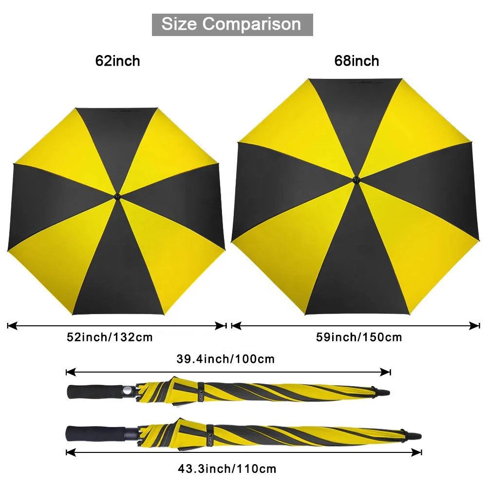 Ready to Ship Automatic Custom Golf Umbrella Windproof Fiberglass Promotional Logo Prints Plastic Handle Straight Style Adults