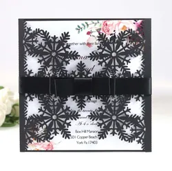 Co-orange Green Paper Hollow Out Expanding Snowflake Creative Wedding Party Card Invitation With Envelope