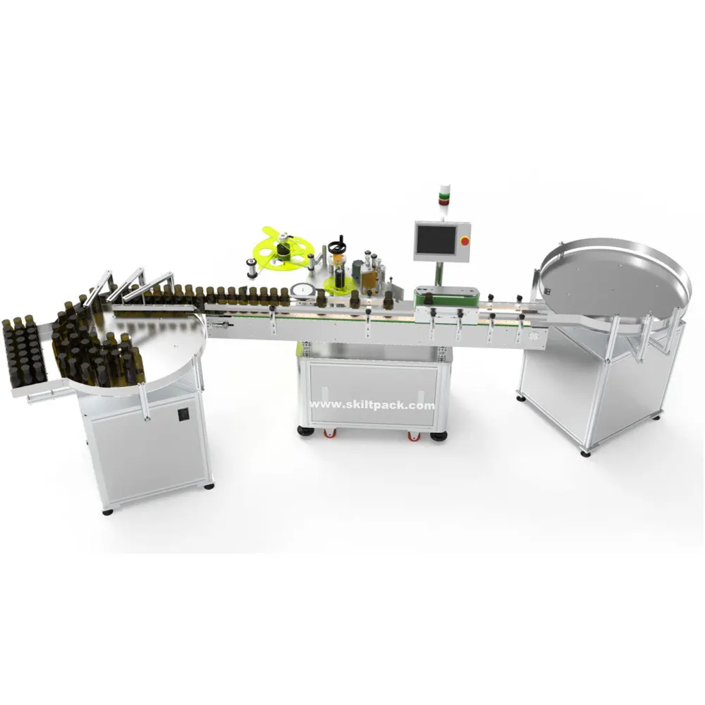 Glass bottle sprayer vertical type labeling machine with two turntables