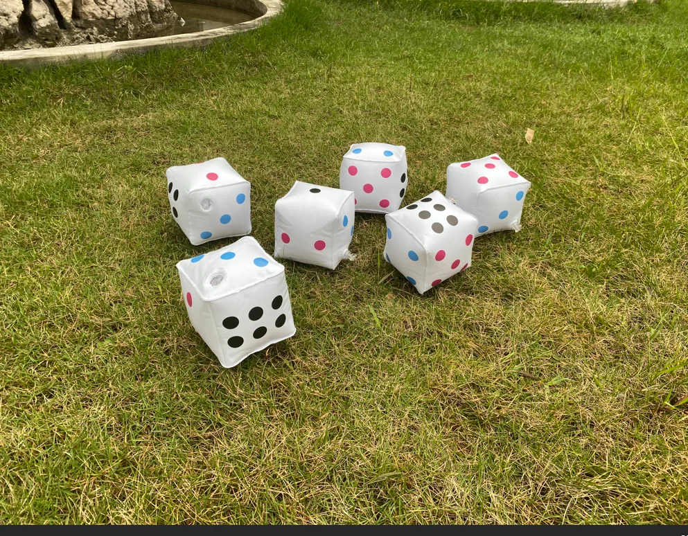 Giant outdoor or indoor playing items 6PC inflatable yatzy set dice game in garden
