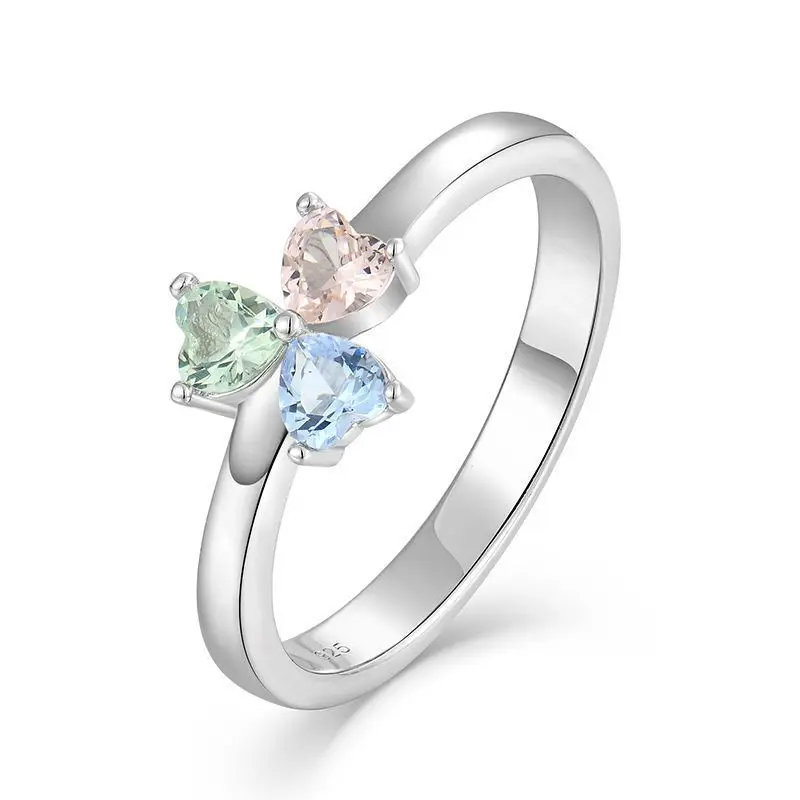 925 стерлингового серебра в форме сердца обручальное кольцо светло голубой CZ Небесно Голубой топаз три камня Пасьянс ювелирные изделия с бриллиантами