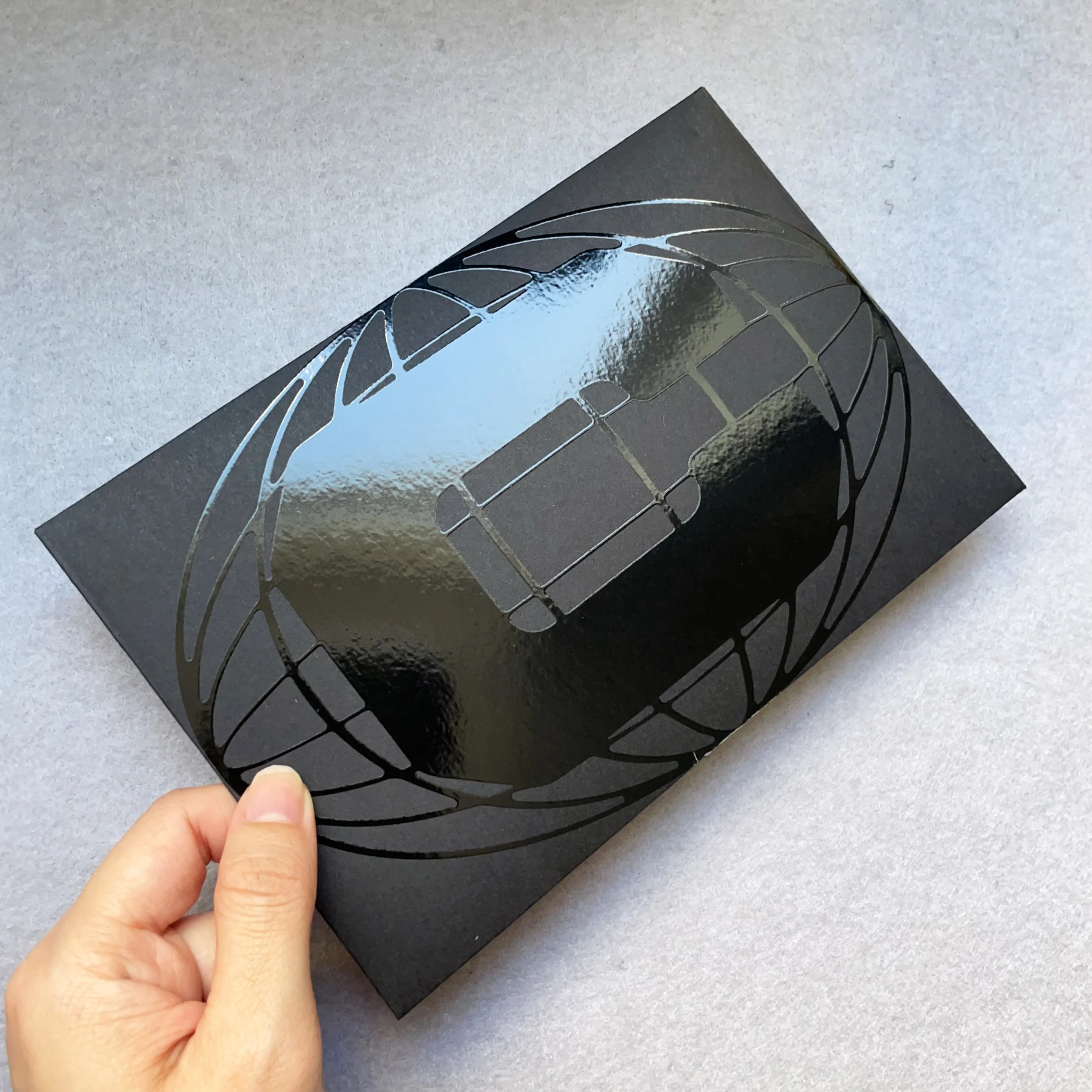 Recyclable custom logo business thank you card packaging envelope tear strip black paper envelopes with UV printed