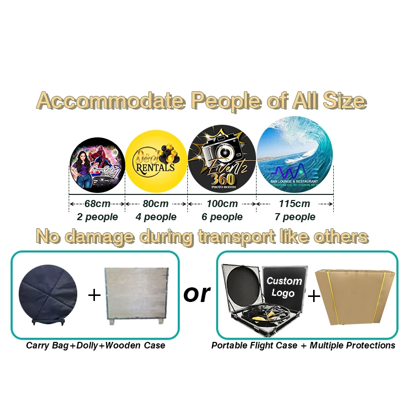 80cm New Portable Selfie 360 Spinner Degree Platform Hot Sale Photo Booth Wedding and events 360 Video Booth