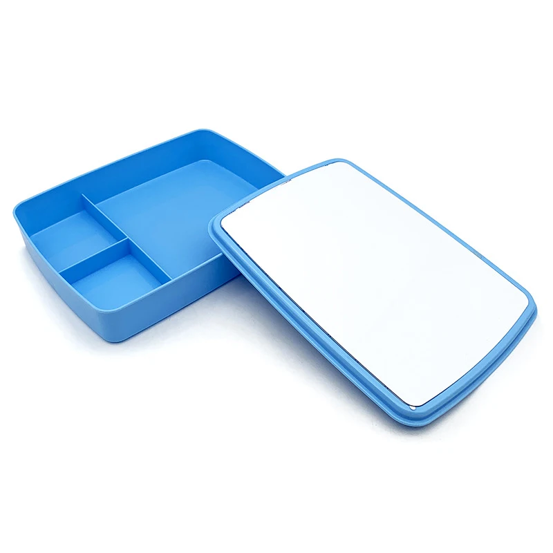 Htpmart  Sublimation Blank  Customized  DIY Printing Plastic Lunch Box with Aluminum Insert Sheet Pink Blue for Kids School Use