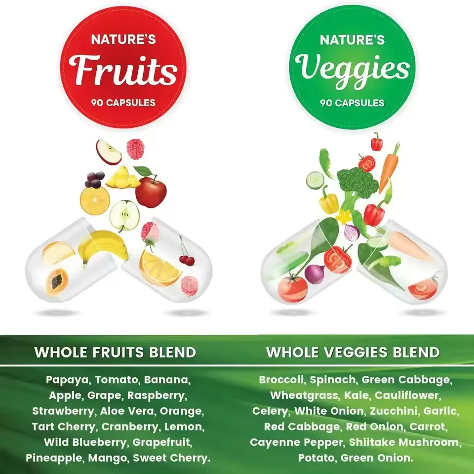 Health Food Supplement Fruits And Veggies Caspules Vitamins Vegetables & Fruits Supplement Vegan Capsules