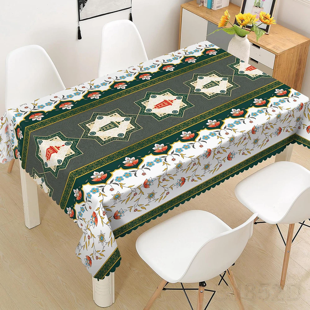 Yiwu Factory Wholesale Waterproof Ramadan Designs Non woven Fabric PVC Tablecloths Roll