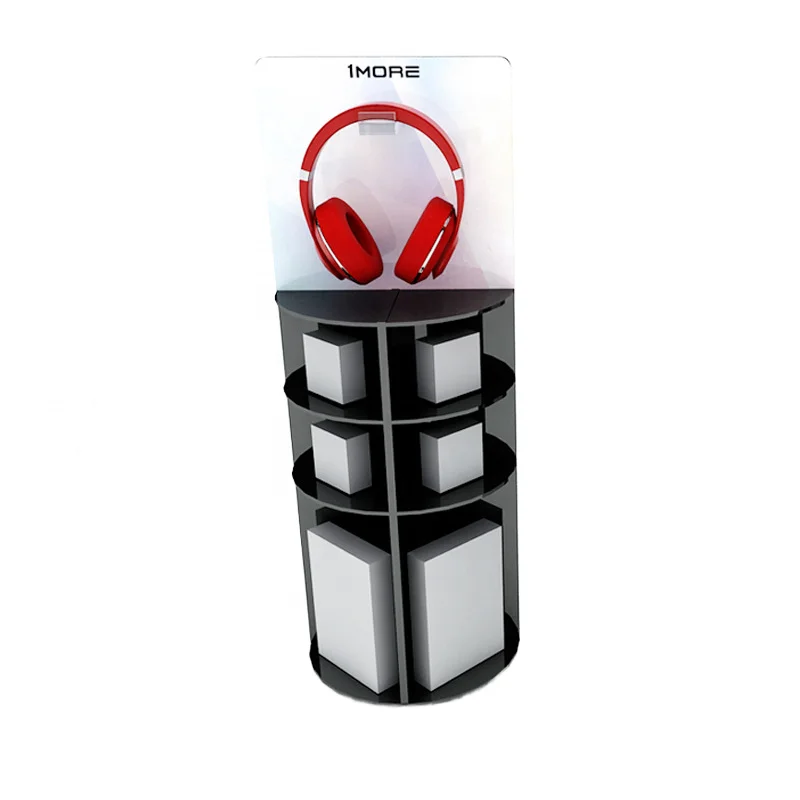 Factory Customized Acrylic Earphone Display Rack with Rotating Display Stand Organic Glass Earphone Cabinet for Customization