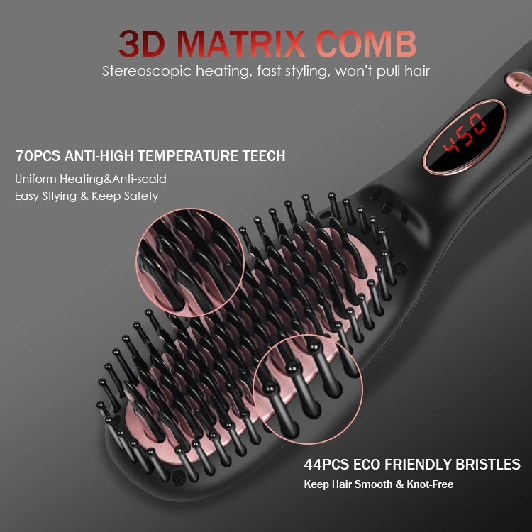 Hot sale Ceramic Ionic Electric Hot Comb Hair Straightener Detangler Hairbrush