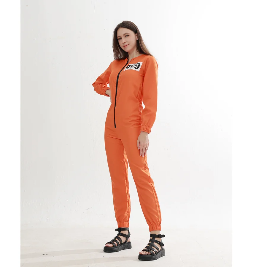 Halloween Women Orange Prisoner Costume Adult Party Costume