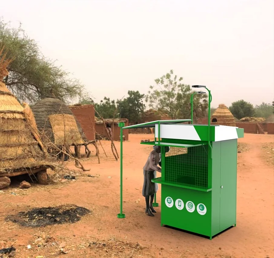 Solar phone charging station prefab house