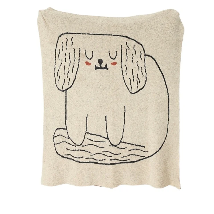 Super Soft 100% Polyester Cute Dog Jacquard Microfiber Knitted Throw Blanket For home Decoration Sofa And Children Gifts CEG