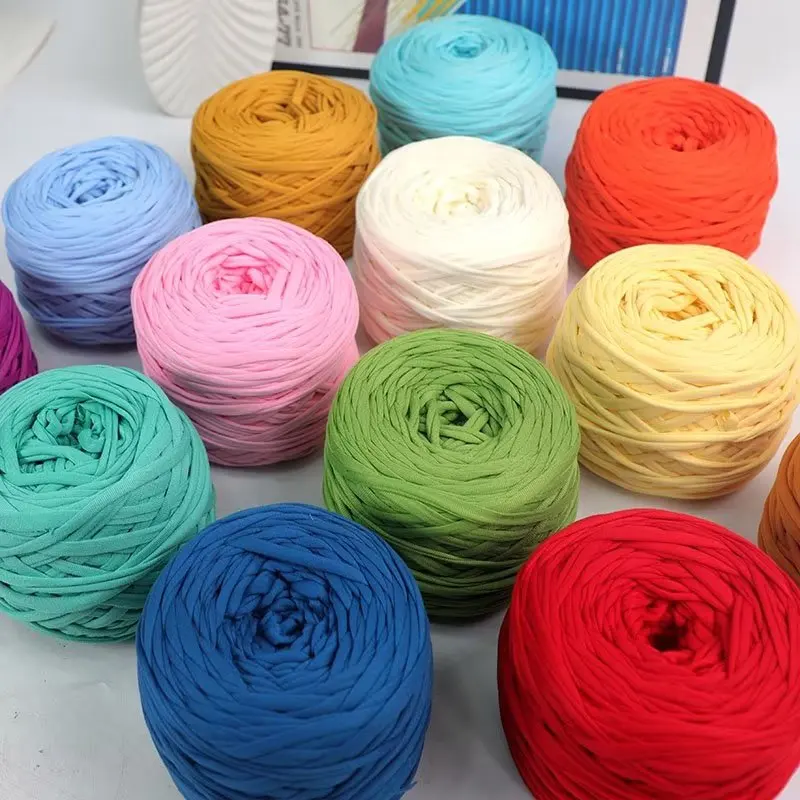 wholesale 300g  t-shirt yarn polyester high elasticity thread crochet bag spaghetti t shirt yarn