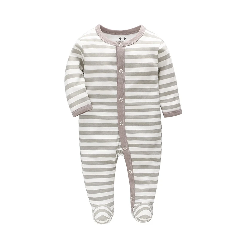 OEM 100% organic Cotton Knitted Newborn Baby Striped Romper Infant &Toddlers Jumpsuit Babies cute Clothes