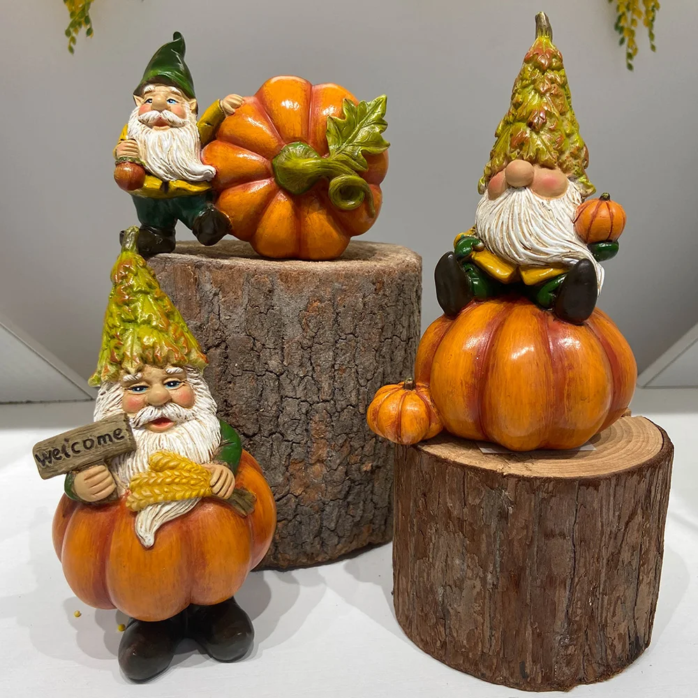 Custom funny garden Gnomes resin mold autumn dwarf with fox outdoor decoration poly resin gnomes with mushroom